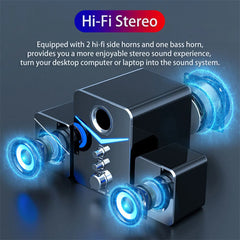 USB Computer LED Speakers System Subwoofer Stereo Bass Control for Desktop Laptop PC Portable Loud Speaker