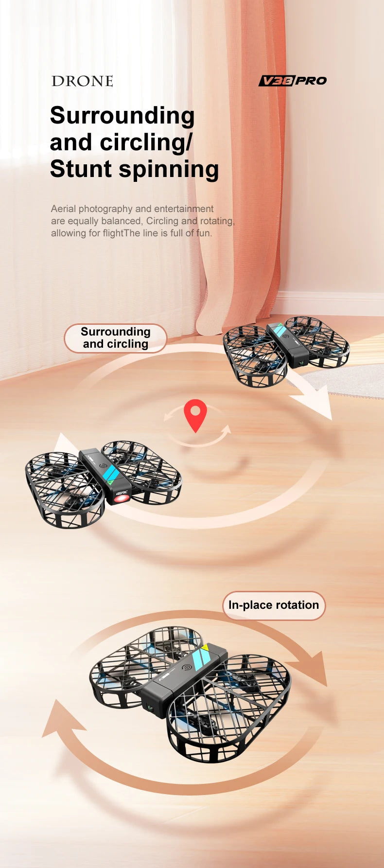 New 4DRC V38 Folding Drone 6K HD Camera Aerial Photography WIFI Grid Protection Gesture Photography RC Aircraft Kid's Toy