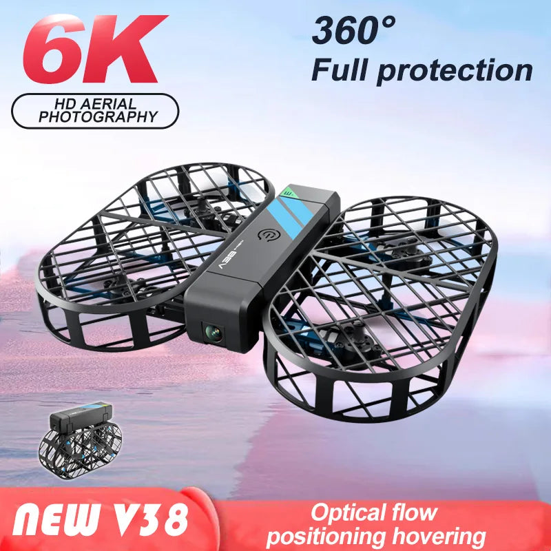 New 4DRC V38 Folding Drone 6K HD Camera Aerial Photography WIFI Grid Protection Gesture Photography RC Aircraft Kid's Toy