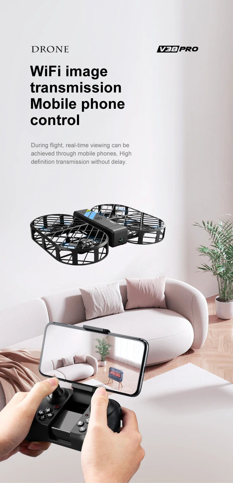 New 4DRC V38 Folding Drone 6K HD Camera Aerial Photography WIFI Grid Protection Gesture Photography RC Aircraft Kid's Toy