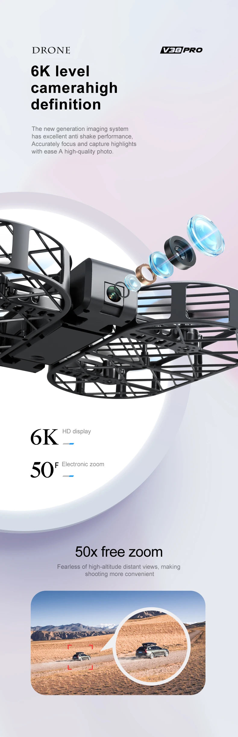 New 4DRC V38 Folding Drone 6K HD Camera Aerial Photography WIFI Grid Protection Gesture Photography RC Aircraft Kid's Toy